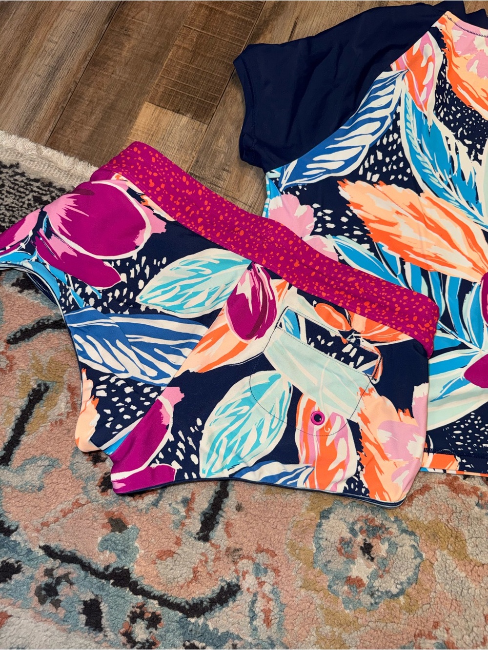 Athleta Girl Tropical Floral Print Cannonball 2.0 Swim Shorts & Matching Top M/L - Picture 7 of 7